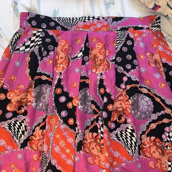 VINTAGE JEWEL CHECKERED GRAPHIC LIGHTWEIGHT UNIQUE MAXI SKIRT - Picture 7 of 9